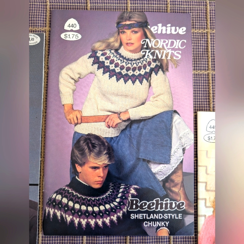 Vintage Knitting patterns lot Nordic and Chunky knits